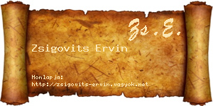 Zsigovits Ervin névjegykártya