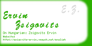 ervin zsigovits business card